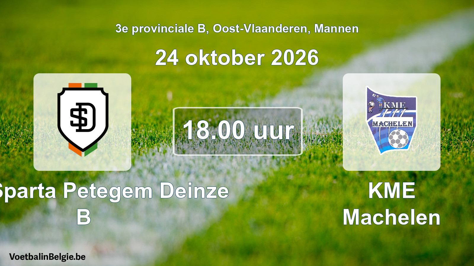 Geplande wedstrijd mannenvoetbal: KFC Sparta Petegem Deinze B - KME Machelen (24 oktober 2026)