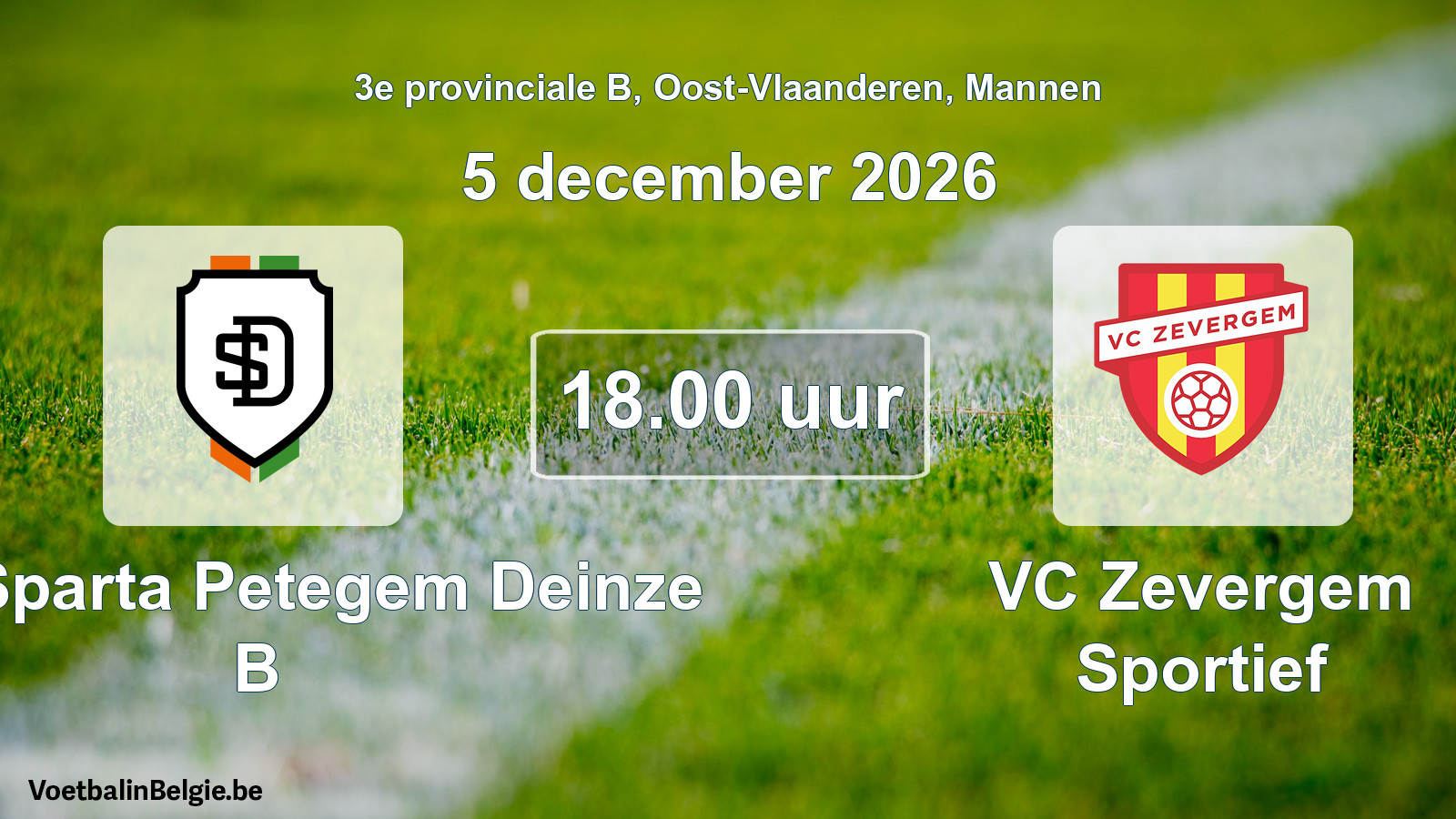 Geplande wedstrijd mannenvoetbal: KFC Sparta Petegem Deinze B - VC Zevergem Sportief (5 december 2026)