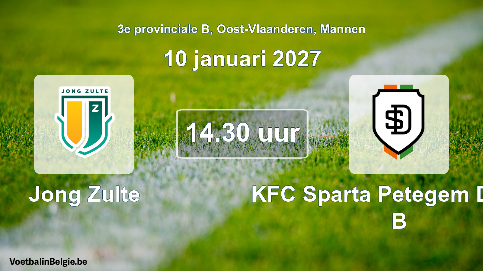 Geplande wedstrijd mannenvoetbal: Jong Zulte - KFC Sparta Petegem Deinze B (10 januari 2027)