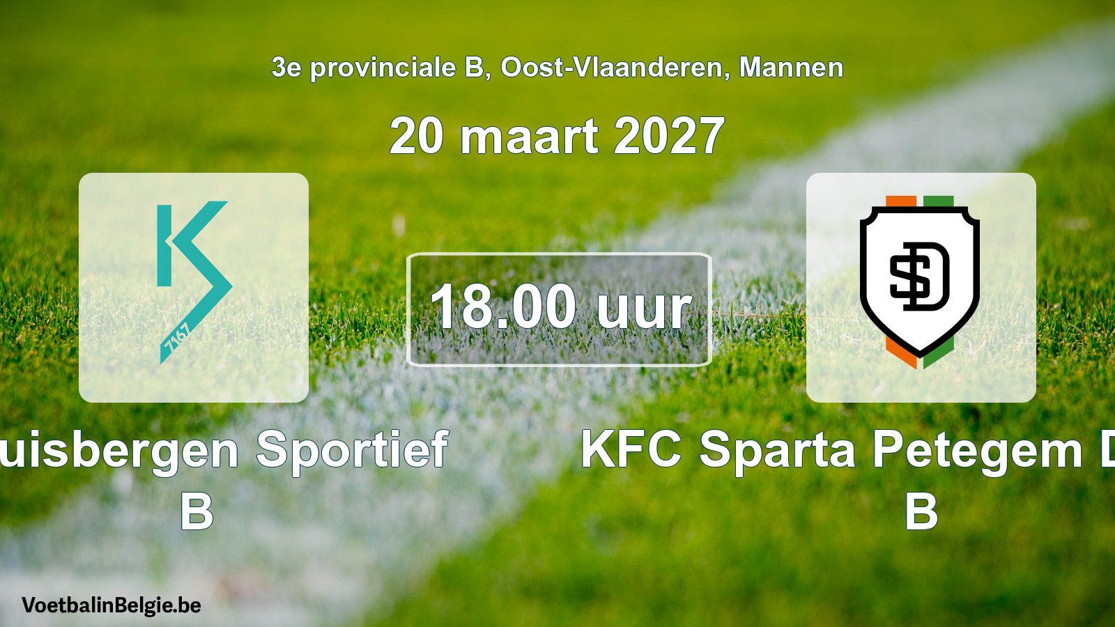 Geplande wedstrijd mannenvoetbal: Kluisbergen Sportief B - KFC Sparta Petegem Deinze B (20 maart 2027)