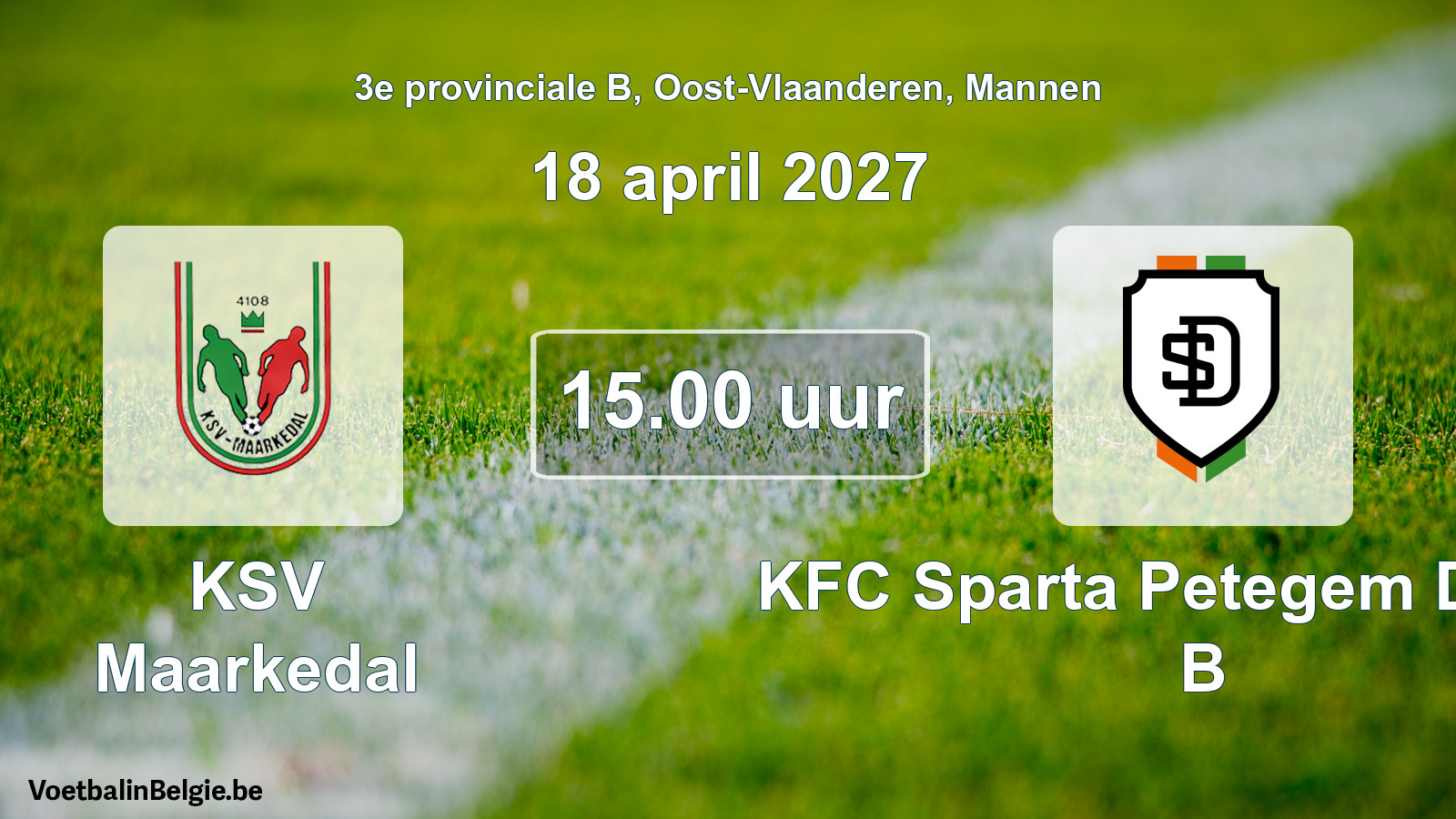 Geplande wedstrijd mannenvoetbal: KSV Maarkedal - KFC Sparta Petegem Deinze B (18 april 2027)