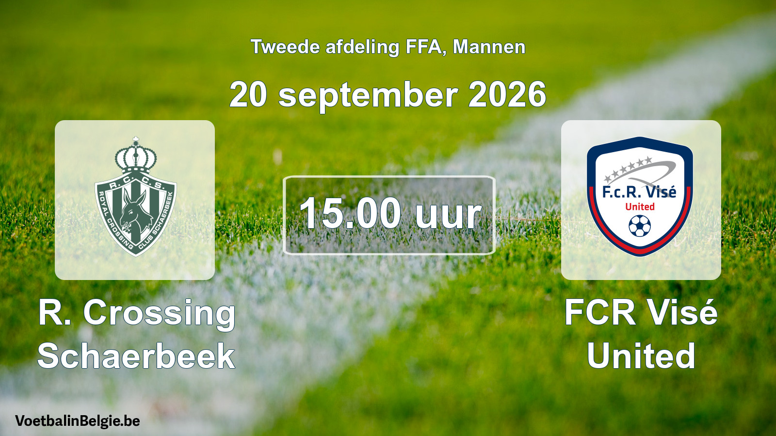 Geplande wedstrijd mannenvoetbal: R. Crossing Schaerbeek - FCR Visé United (20 september 2026)