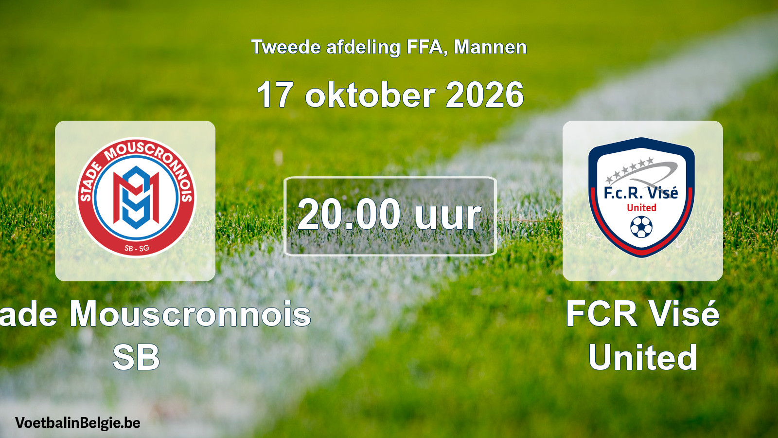 Geplande wedstrijd mannenvoetbal: Stade Mouscronnois SB - FCR Visé United (17 oktober 2026)
