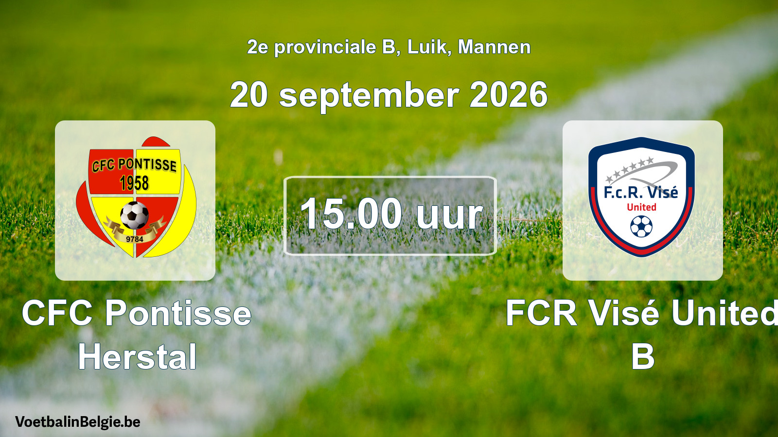 Geplande wedstrijd mannenvoetbal: CFC Pontisse Herstal - FCR Visé United B (20 september 2026)
