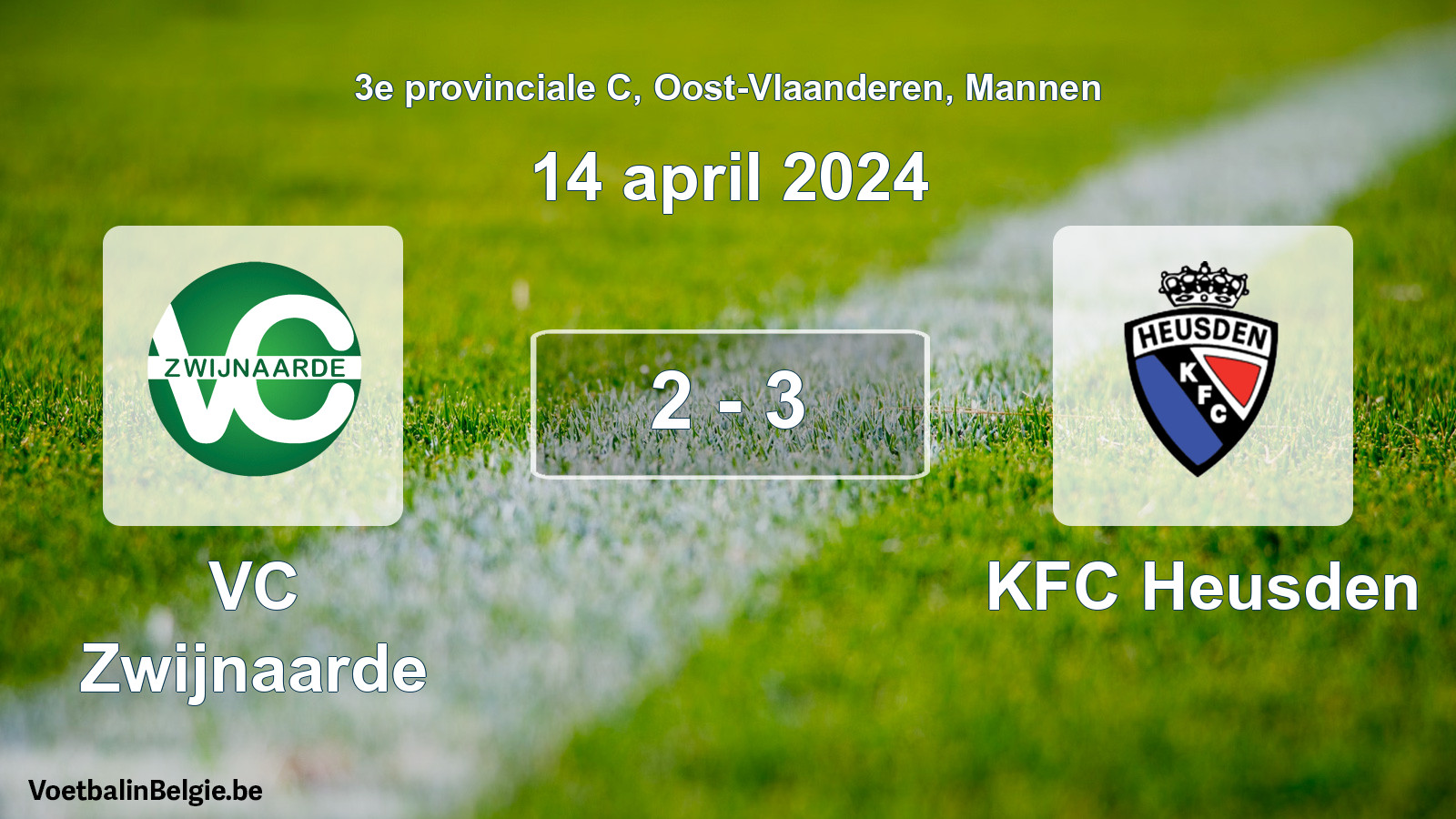 Gespeelde wedstrijd mannenvoetbal: VC Zwijnaarde - KFC Heusden 2 - 3 (14 april 2024)