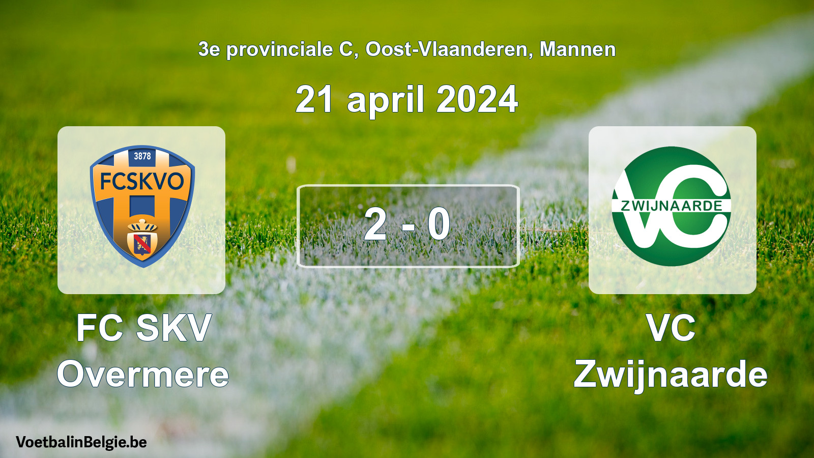 Match joué football hommes: FC SKV Overmere - VC Zwijnaarde 2 - 0 (21 avril 2024)