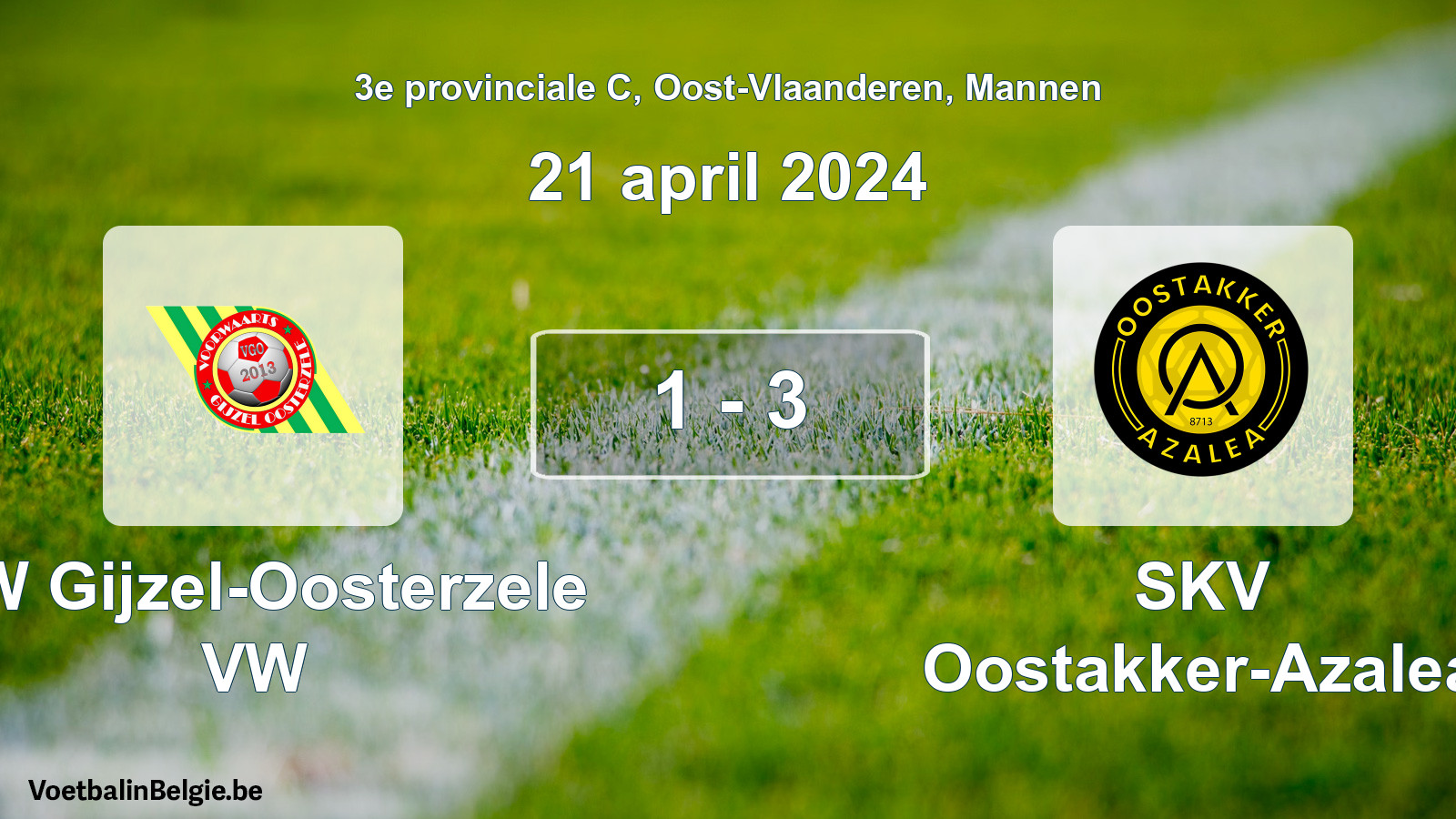 Gespeelde wedstrijd mannenvoetbal: VW Gijzel-Oosterzele VW - SKV Oostakker-Azalea 1 - 3 (21 april 2024)