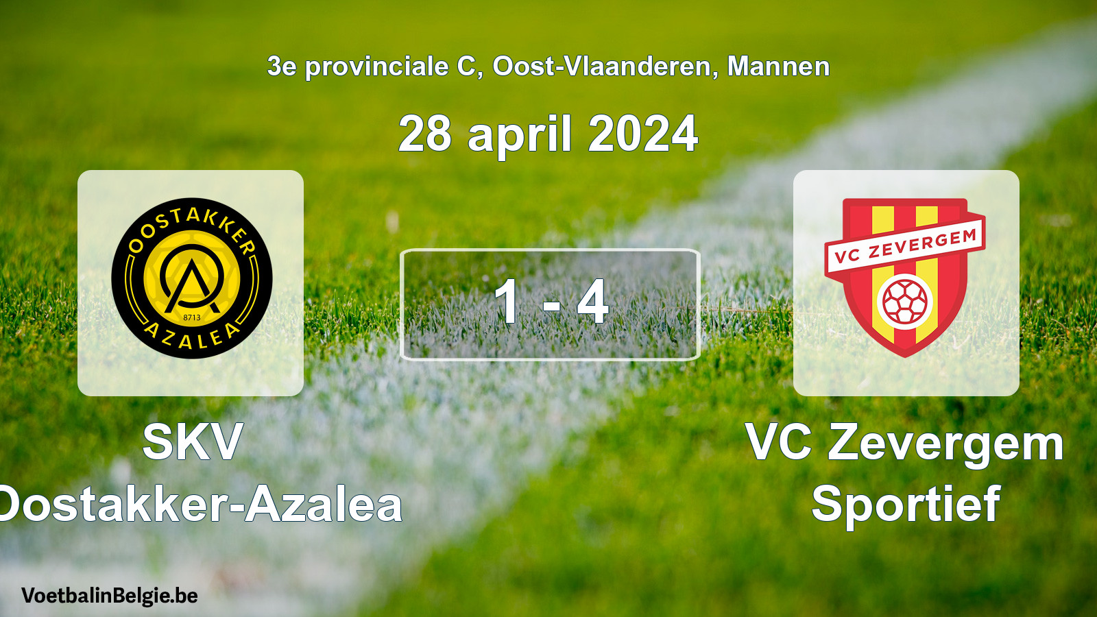 Gespeelde wedstrijd mannenvoetbal: SKV Oostakker-Azalea - VC Zevergem Sportief 1 - 4 (28 april 2024)