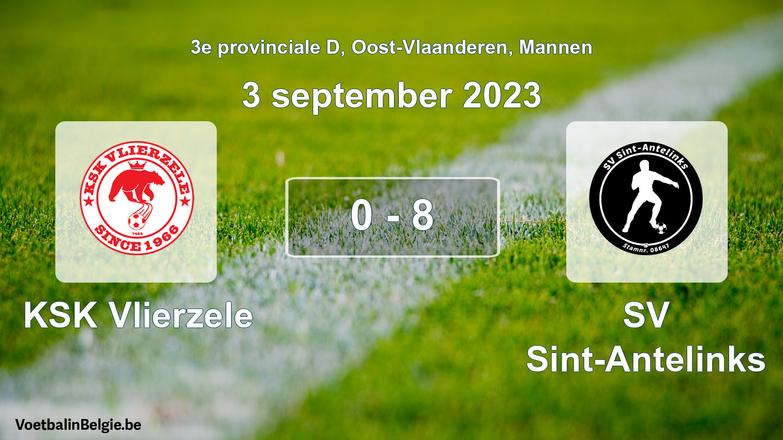 Gespeelde wedstrijd mannenvoetbal: KSK Vlierzele - SV Sint-Antelinks 0 - 8 (3 september 2023)