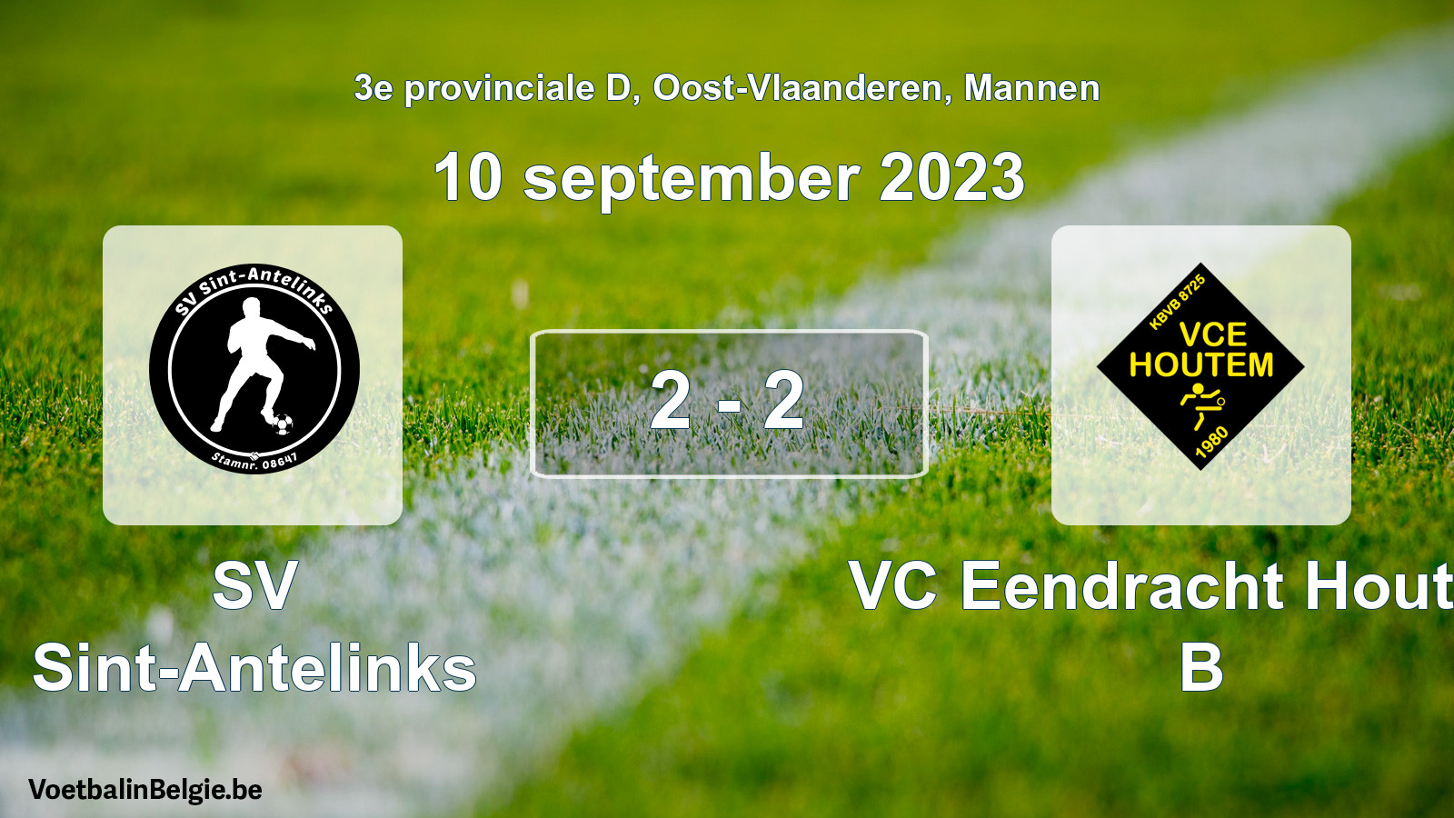 Gespeelde wedstrijd mannenvoetbal: SV Sint-Antelinks - VC Eendracht Houtem B 2 - 2 (10 september 2023)
