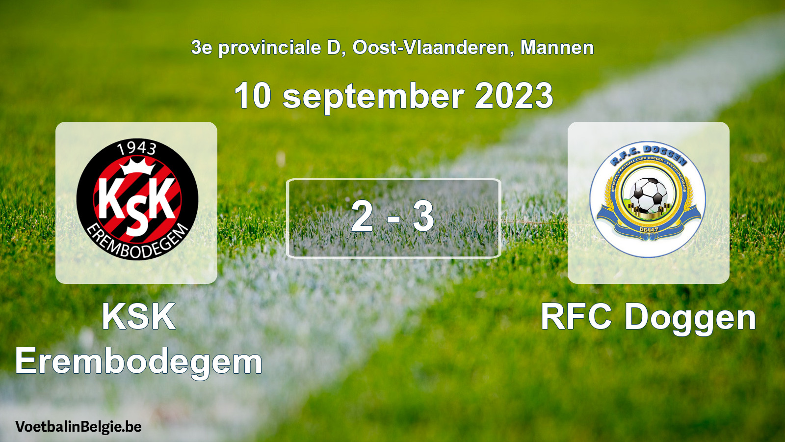 Played match men football: KSK Erembodegem - RFC Doggen 2 - 3 (10 September 2023)