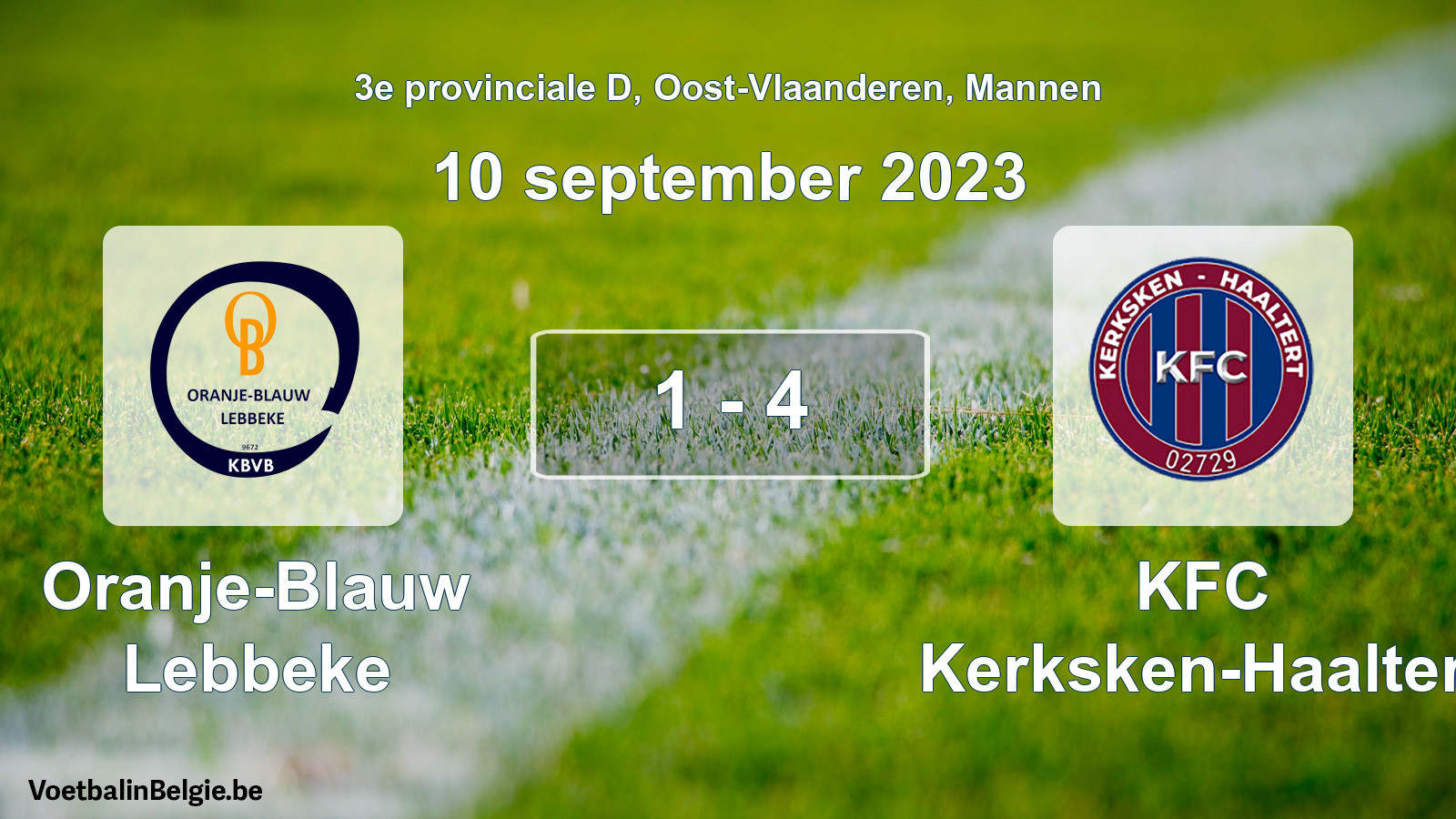 Gespeelde wedstrijd mannenvoetbal: Oranje-Blauw Lebbeke - KFC Kerksken-Haaltert 1 - 4 (10 september 2023)