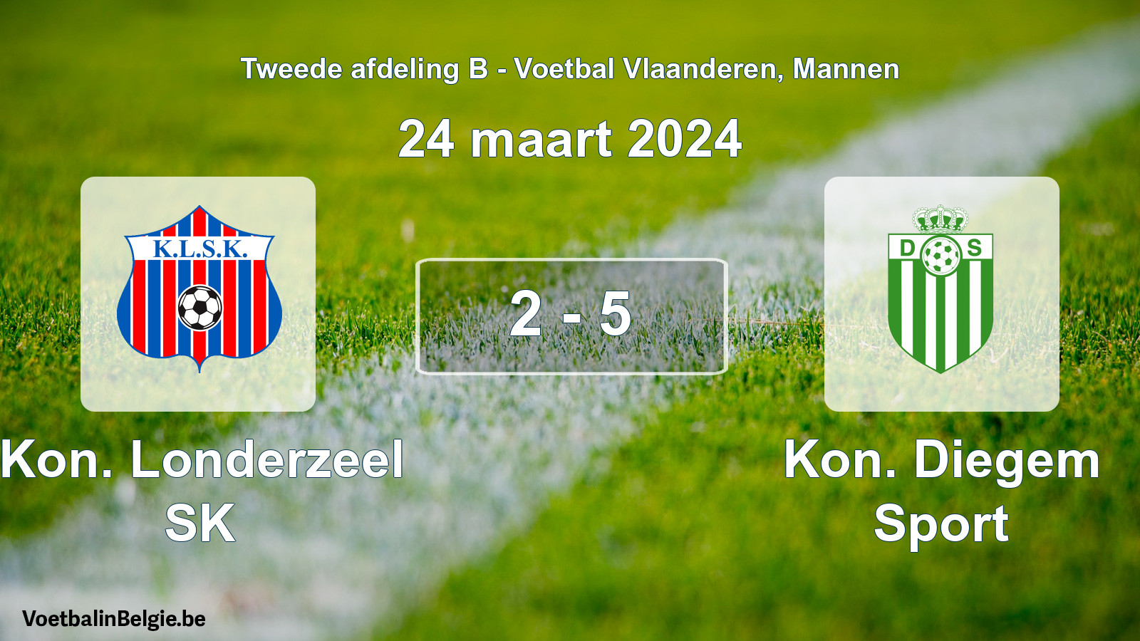 Gespieltes Spiel männer-Fußball: Kon. Londerzeel SK - Kon. Diegem Sport 2 - 5 (24 März 2024)