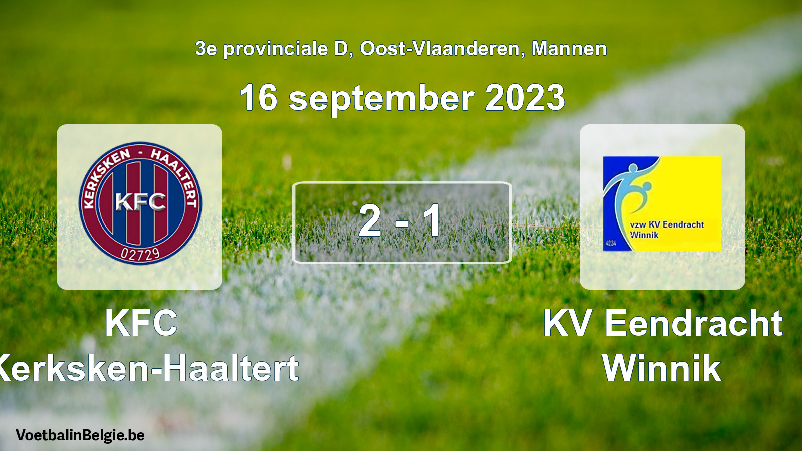 Gespeelde wedstrijd mannenvoetbal: KFC Kerksken-Haaltert - KV Eendracht Winnik 2 - 1 (16 september 2023)