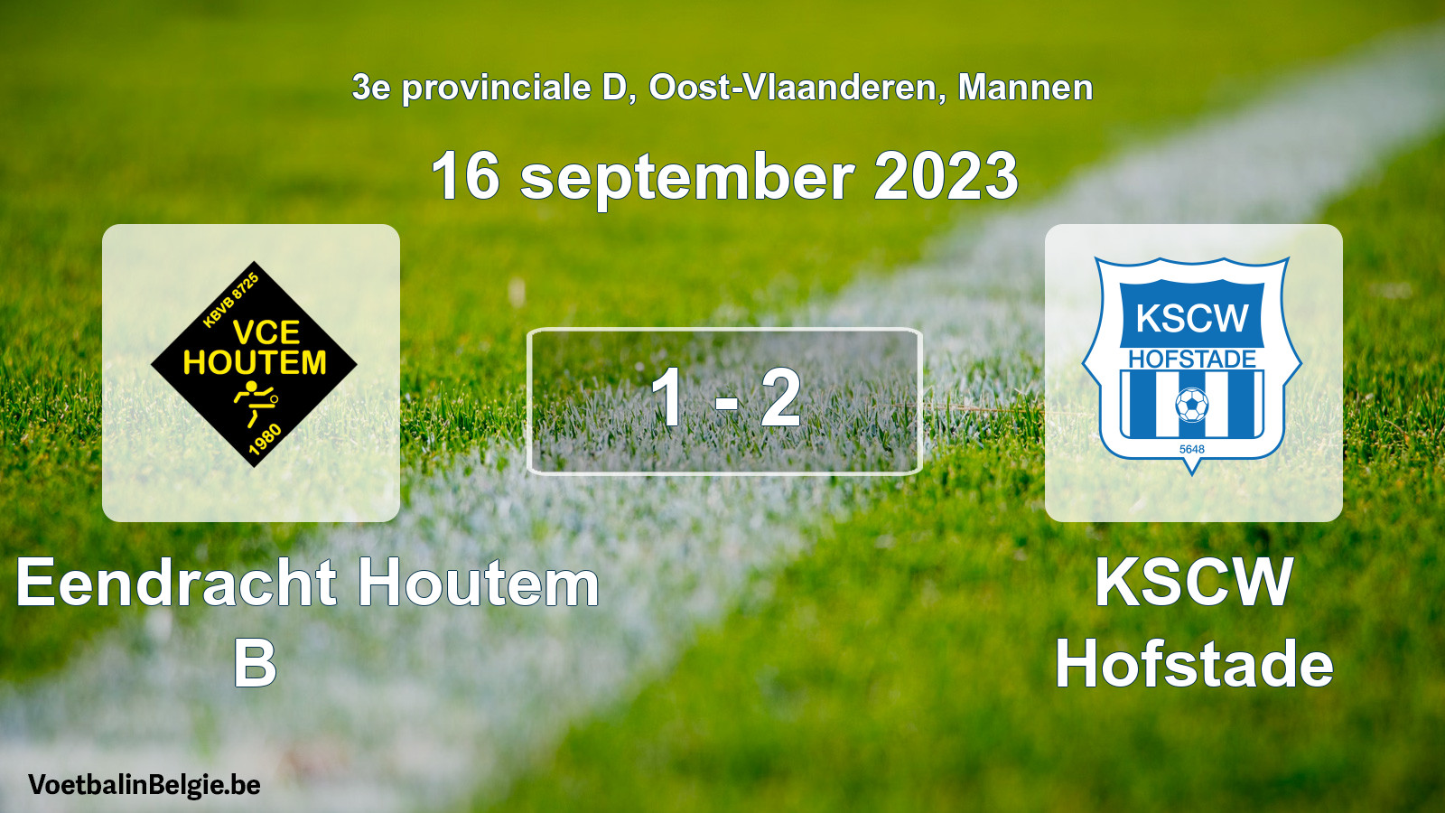 Gespeelde wedstrijd mannenvoetbal: VC Eendracht Houtem B - KSCW Hofstade 1 - 2 (16 september 2023)