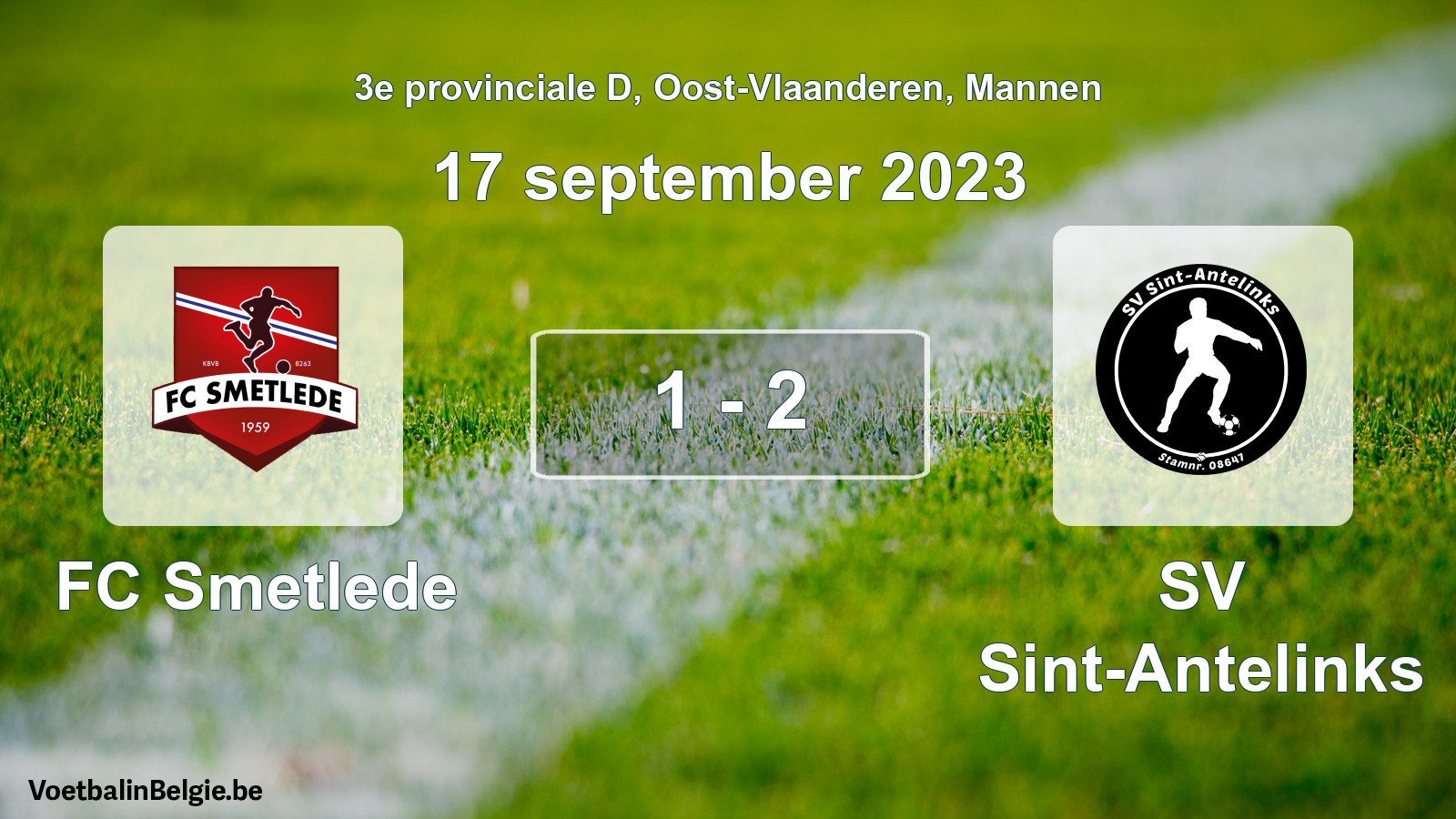 Gespeelde wedstrijd mannenvoetbal: FC Smetlede - SV Sint-Antelinks 1 - 2 (17 september 2023)
