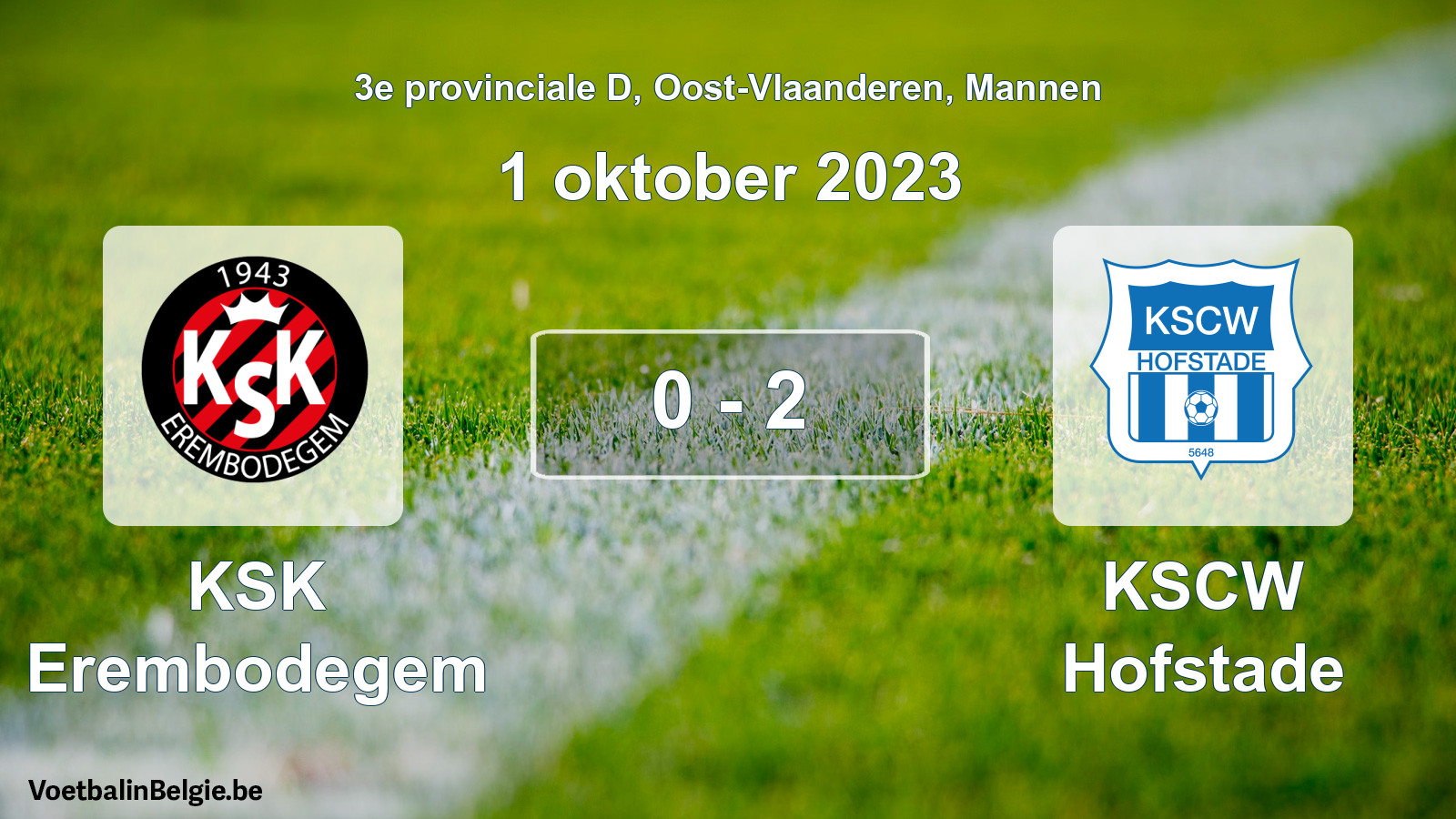 Gespeelde wedstrijd mannenvoetbal: KSK Erembodegem - KSCW Hofstade 0 - 2 (1 oktober 2023)