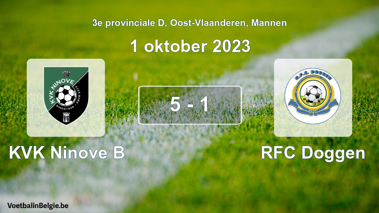 Gespeelde wedstrijd mannenvoetbal: KVK Ninove B - RFC Doggen 5 - 1 (1 oktober 2023)