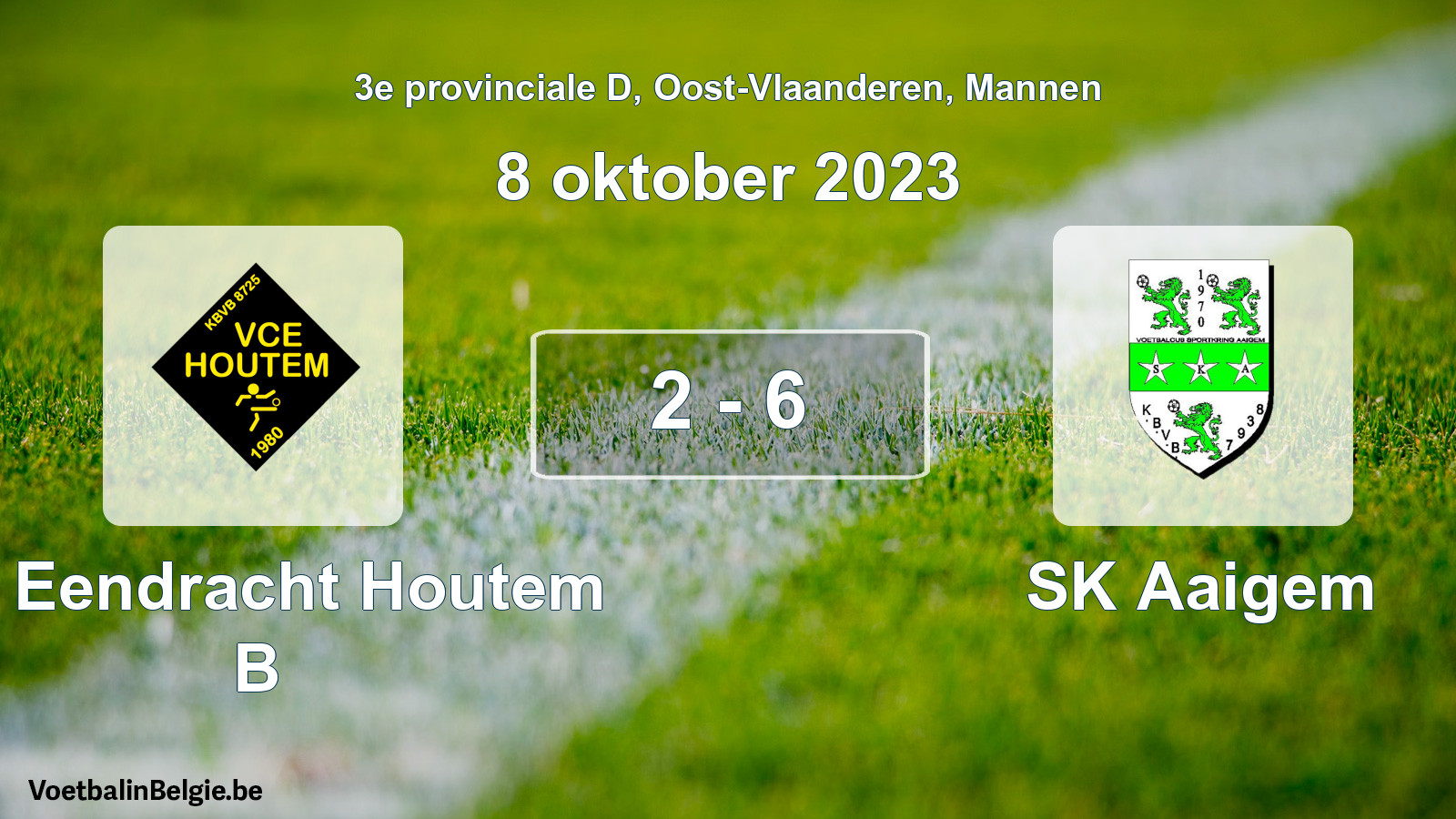 Gespeelde wedstrijd mannenvoetbal: VC Eendracht Houtem B - SK Aaigem 2 - 6 (8 oktober 2023)