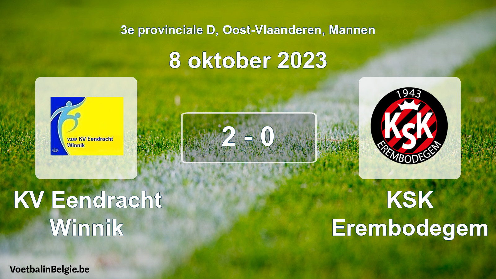 Gespeelde wedstrijd mannenvoetbal: KV Eendracht Winnik - KSK Erembodegem 2 - 0 (8 oktober 2023)