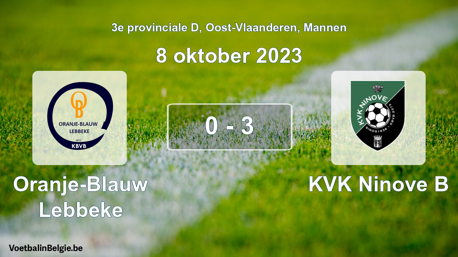 Gespeelde wedstrijd mannenvoetbal: Oranje-Blauw Lebbeke - KVK Ninove B 0 - 3 (8 oktober 2023)