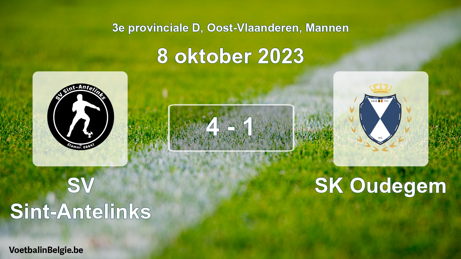 Played match men football: SV Sint-Antelinks - SK Oudegem 4 - 1 (8 October 2023)