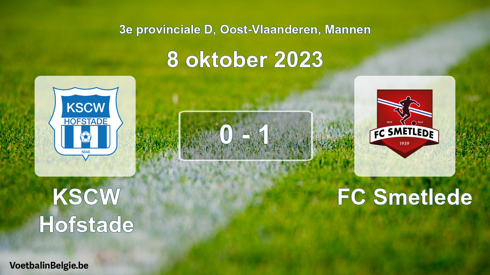 Gespeelde wedstrijd mannenvoetbal: KSCW Hofstade - FC Smetlede 0 - 1 (8 oktober 2023)