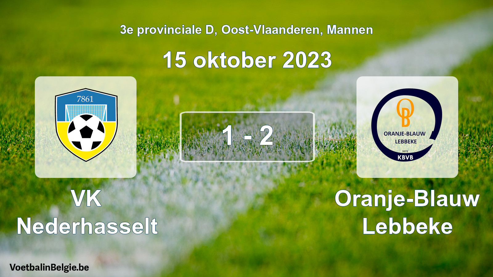 Gespeelde wedstrijd mannenvoetbal: VK Nederhasselt - Oranje-Blauw Lebbeke 1 - 2 (15 oktober 2023)