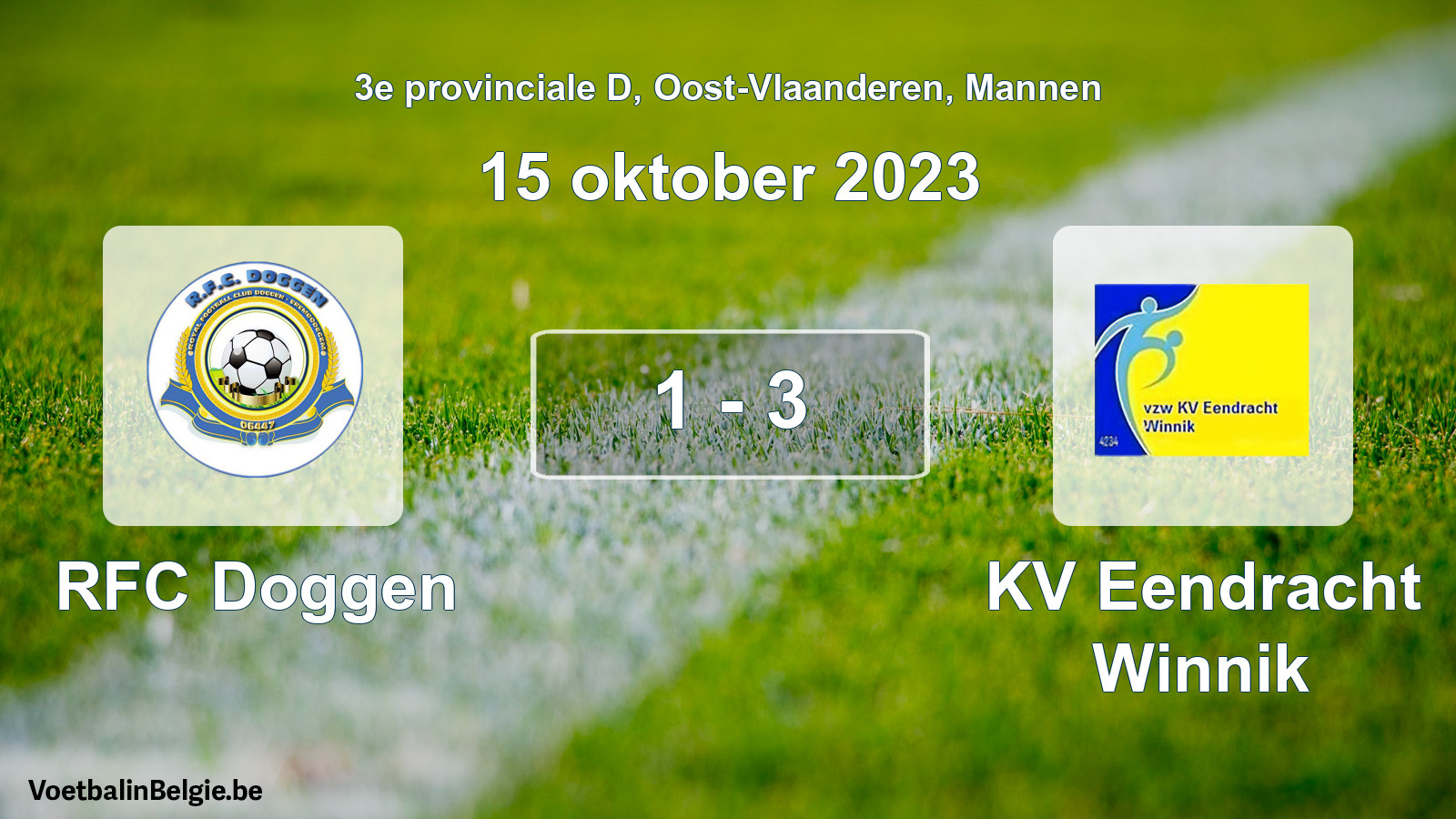 Gespeelde wedstrijd mannenvoetbal: RFC Doggen - KV Eendracht Winnik 1 - 3 (15 oktober 2023)