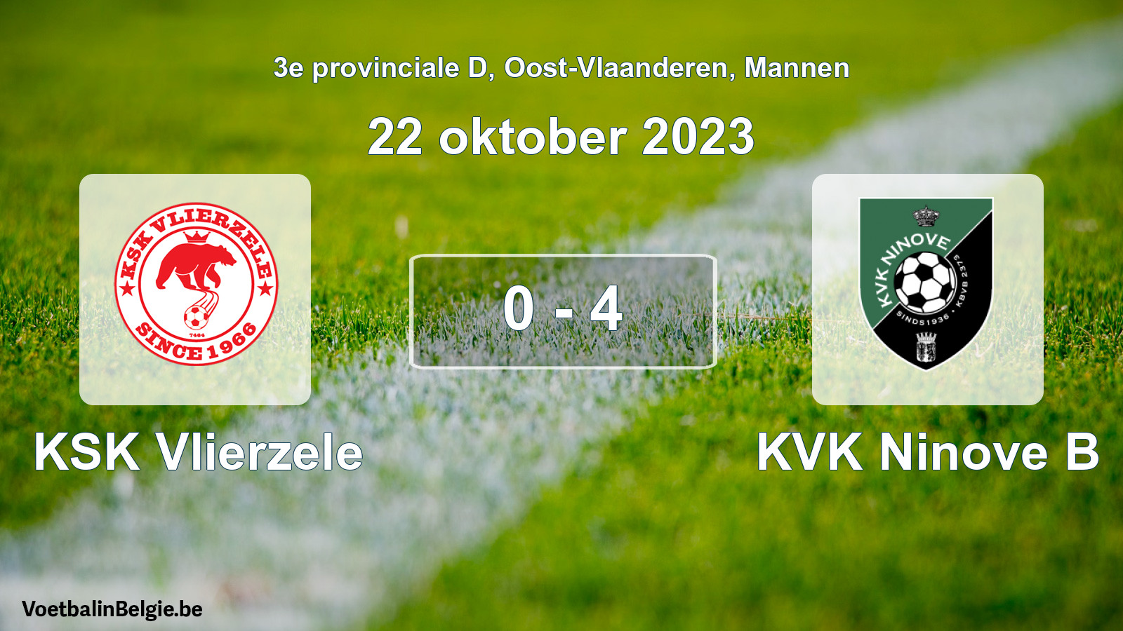 Gespeelde wedstrijd mannenvoetbal: KSK Vlierzele - KVK Ninove B 0 - 4 (22 oktober 2023)