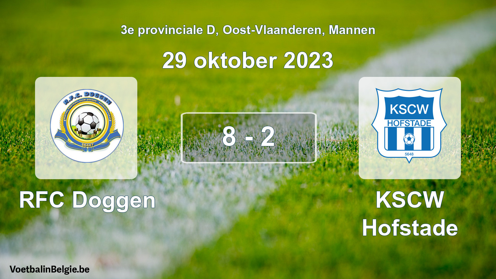 Gespeelde wedstrijd mannenvoetbal: RFC Doggen - KSCW Hofstade 8 - 2 (29 oktober 2023)