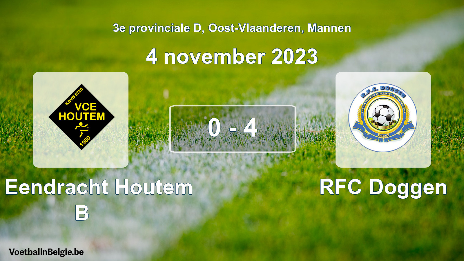 Gespeelde wedstrijd mannenvoetbal: VC Eendracht Houtem B - RFC Doggen 0 - 4 (4 november 2023)