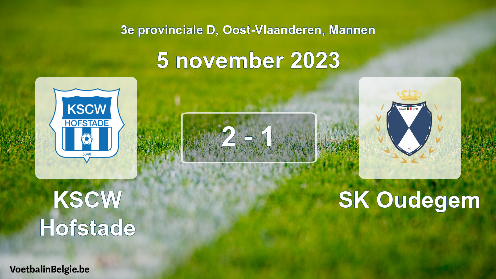 Gespeelde wedstrijd mannenvoetbal: KSCW Hofstade - SK Oudegem 2 - 1 (5 november 2023)