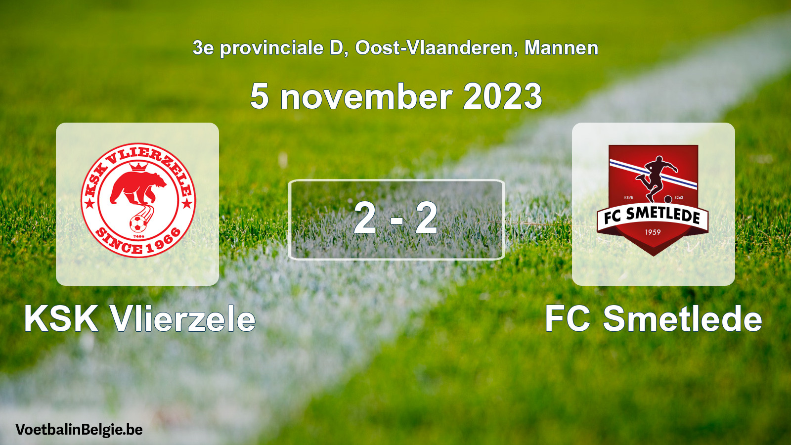 Gespeelde wedstrijd mannenvoetbal: KSK Vlierzele - FC Smetlede 2 - 2 (5 november 2023)