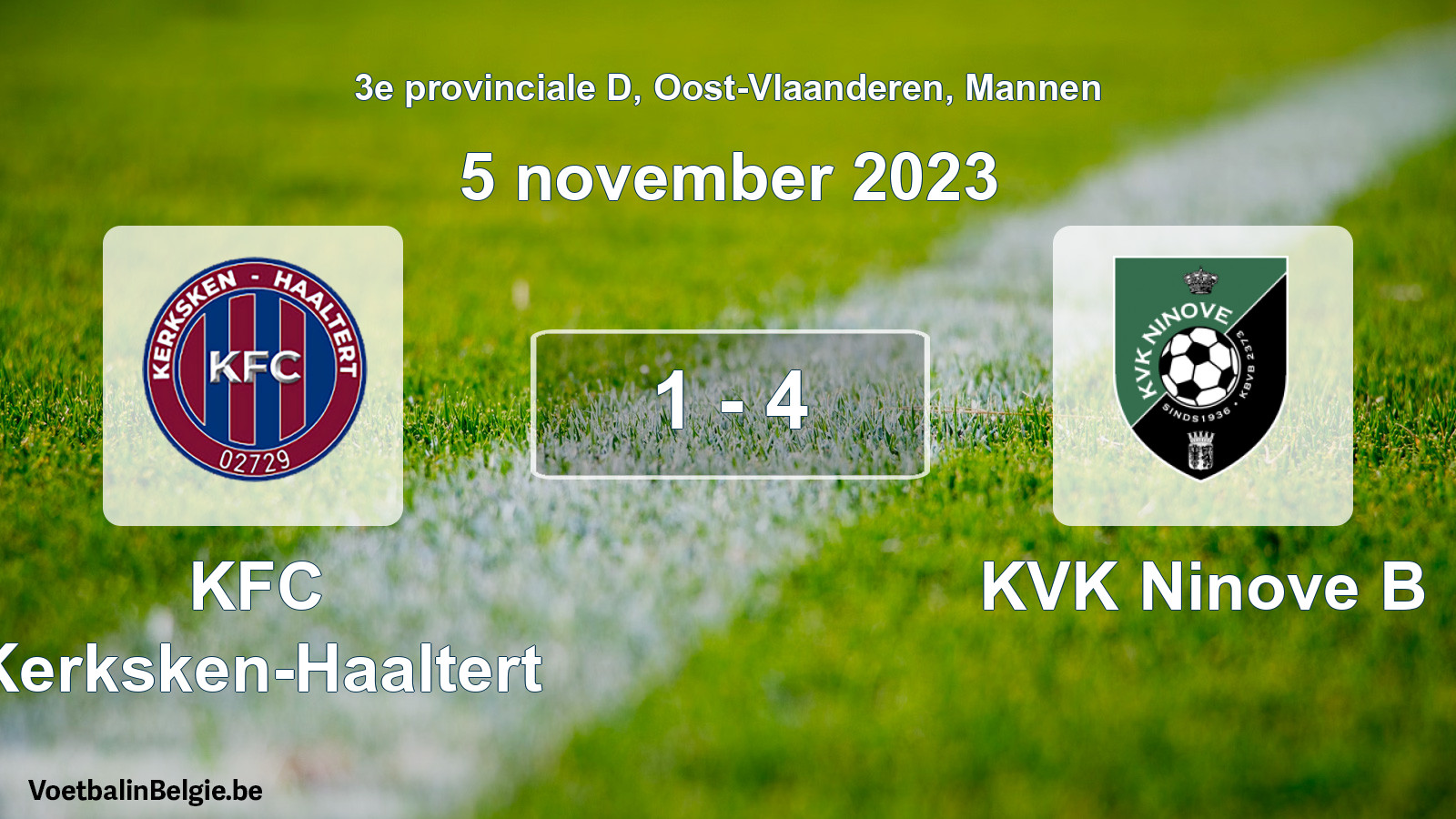 Gespeelde wedstrijd mannenvoetbal: KFC Kerksken-Haaltert - KVK Ninove B 1 - 4 (5 november 2023)