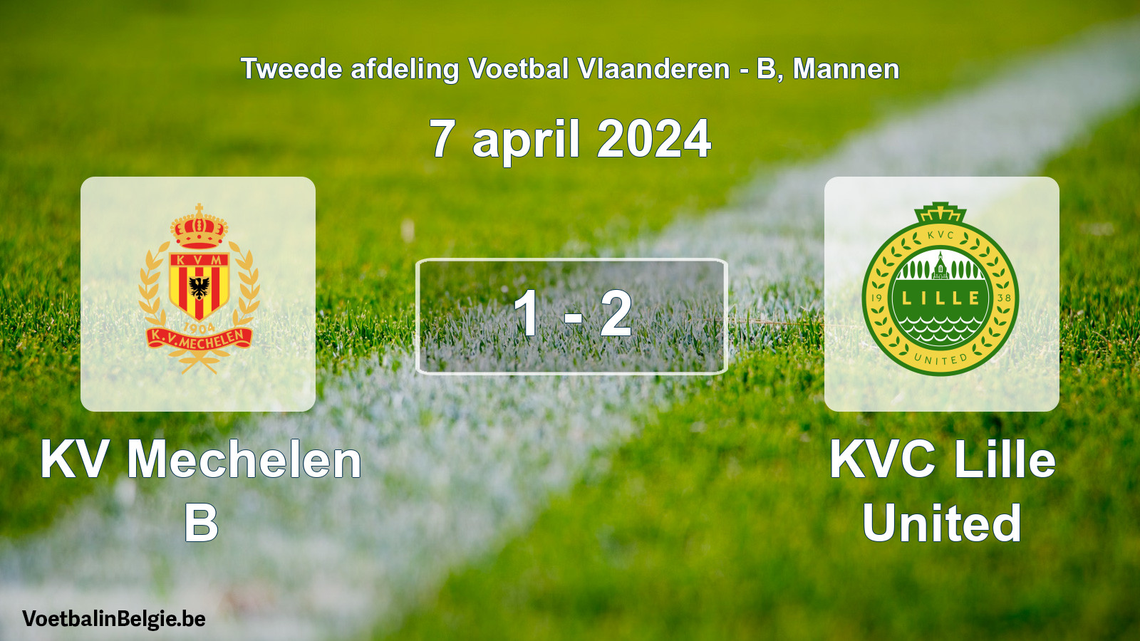 Gespeelde wedstrijd mannenvoetbal: KV Mechelen B - KVC Lille United 1 - 2 (7 april 2024)