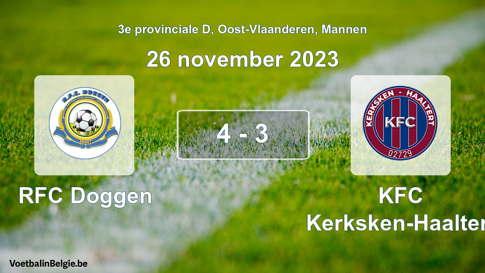 Gespeelde wedstrijd mannenvoetbal: RFC Doggen - KFC Kerksken-Haaltert 4 - 3 (26 november 2023)