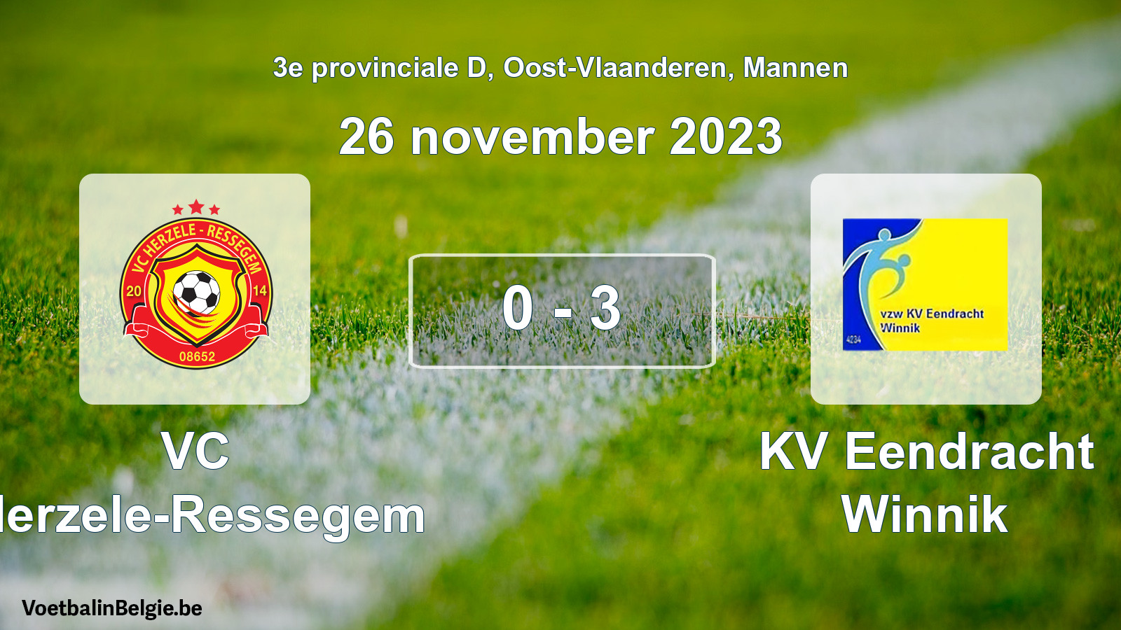 Gespeelde wedstrijd mannenvoetbal: VC Herzele-Ressegem - KV Eendracht Winnik 0 - 3 (26 november 2023)