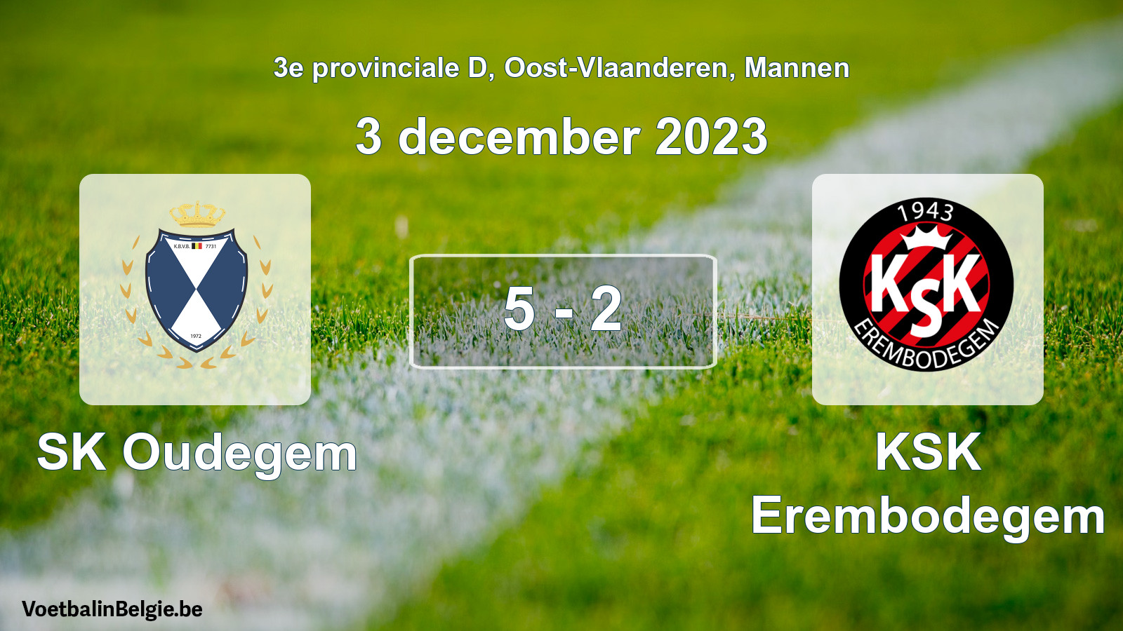 Gespeelde wedstrijd mannenvoetbal: SK Oudegem - KSK Erembodegem 5 - 2 (3 december 2023)