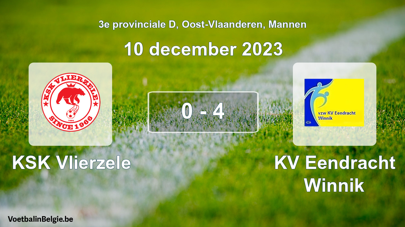 Gespeelde wedstrijd mannenvoetbal: KSK Vlierzele - KV Eendracht Winnik 0 - 4 (10 december 2023)