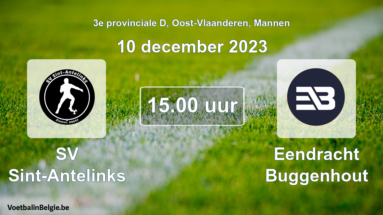 Geplande wedstrijd mannenvoetbal: SV Sint-Antelinks - Eendracht Buggenhout (10 december 2023)