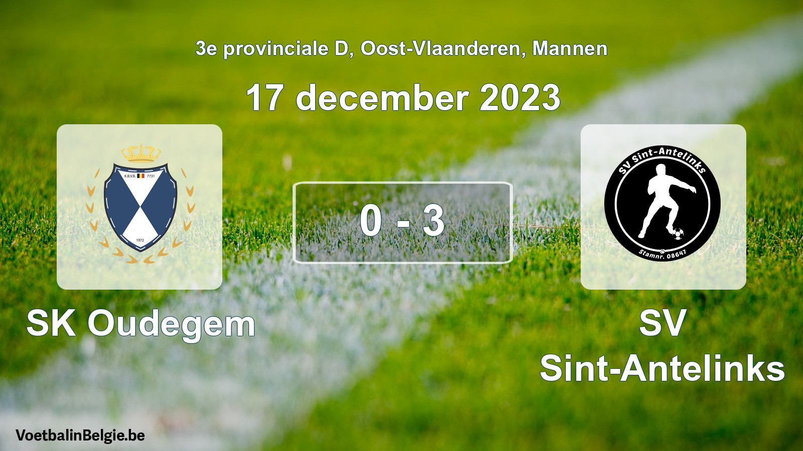 Gespeelde wedstrijd mannenvoetbal: SK Oudegem - SV Sint-Antelinks 0 - 3 (17 december 2023)