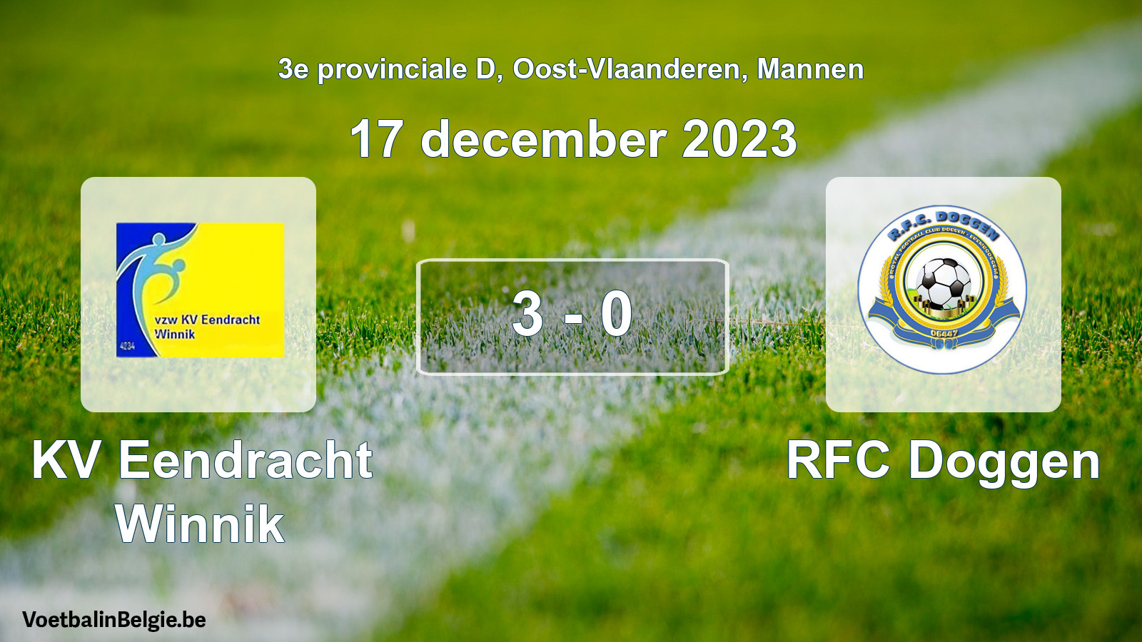 Gespeelde wedstrijd mannenvoetbal: KV Eendracht Winnik - RFC Doggen 3 - 0 (17 december 2023)