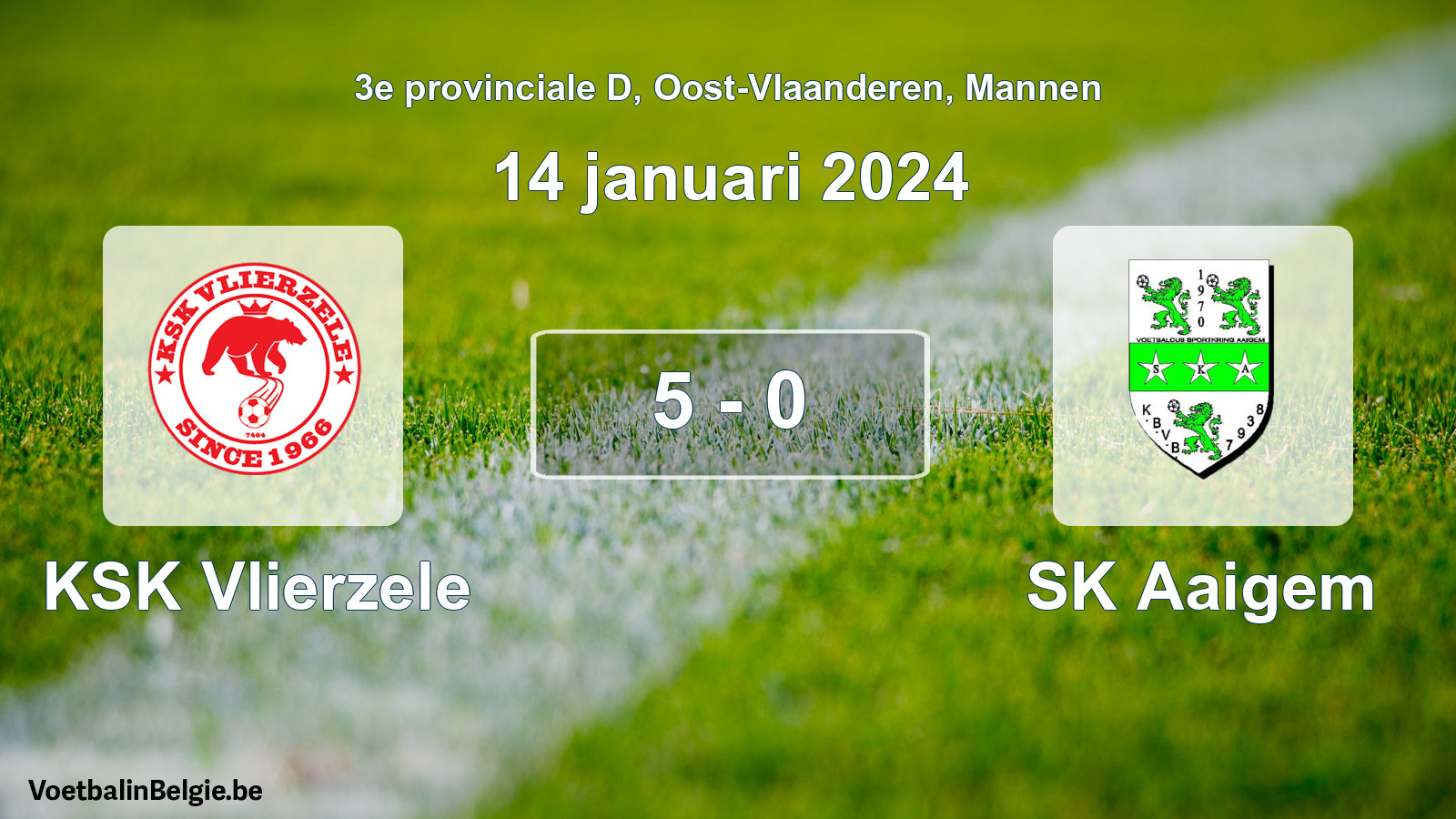 Played match men football: KSK Vlierzele - SK Aaigem 5 - 0 (14 January 2024)