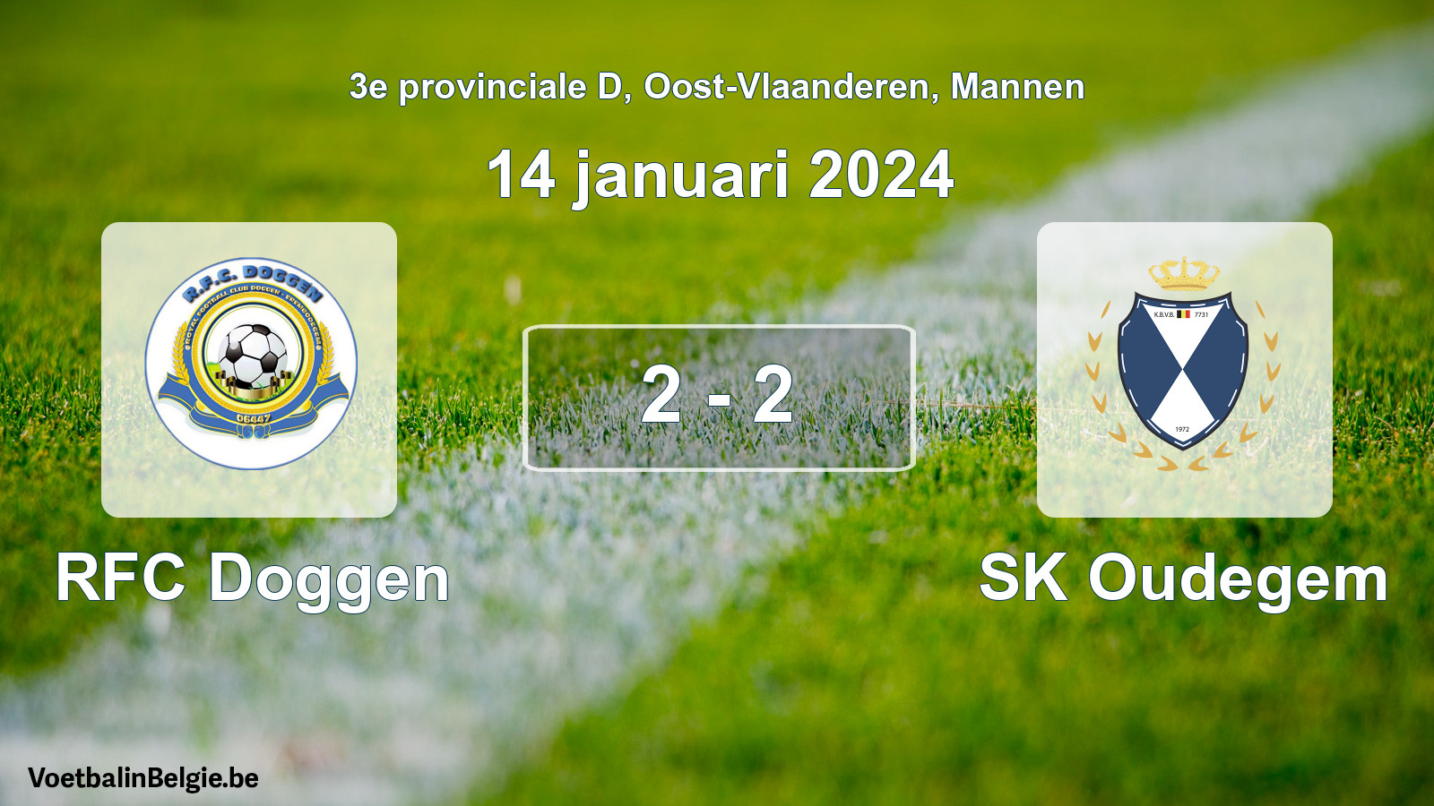 Gespeelde wedstrijd mannenvoetbal: RFC Doggen - SK Oudegem 2 - 2 (14 januari 2024)