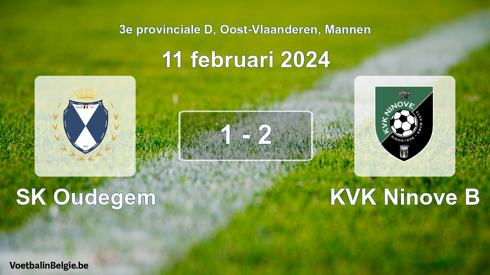 Gespeelde wedstrijd mannenvoetbal: SK Oudegem - KVK Ninove B 1 - 2 (11 februari 2024)