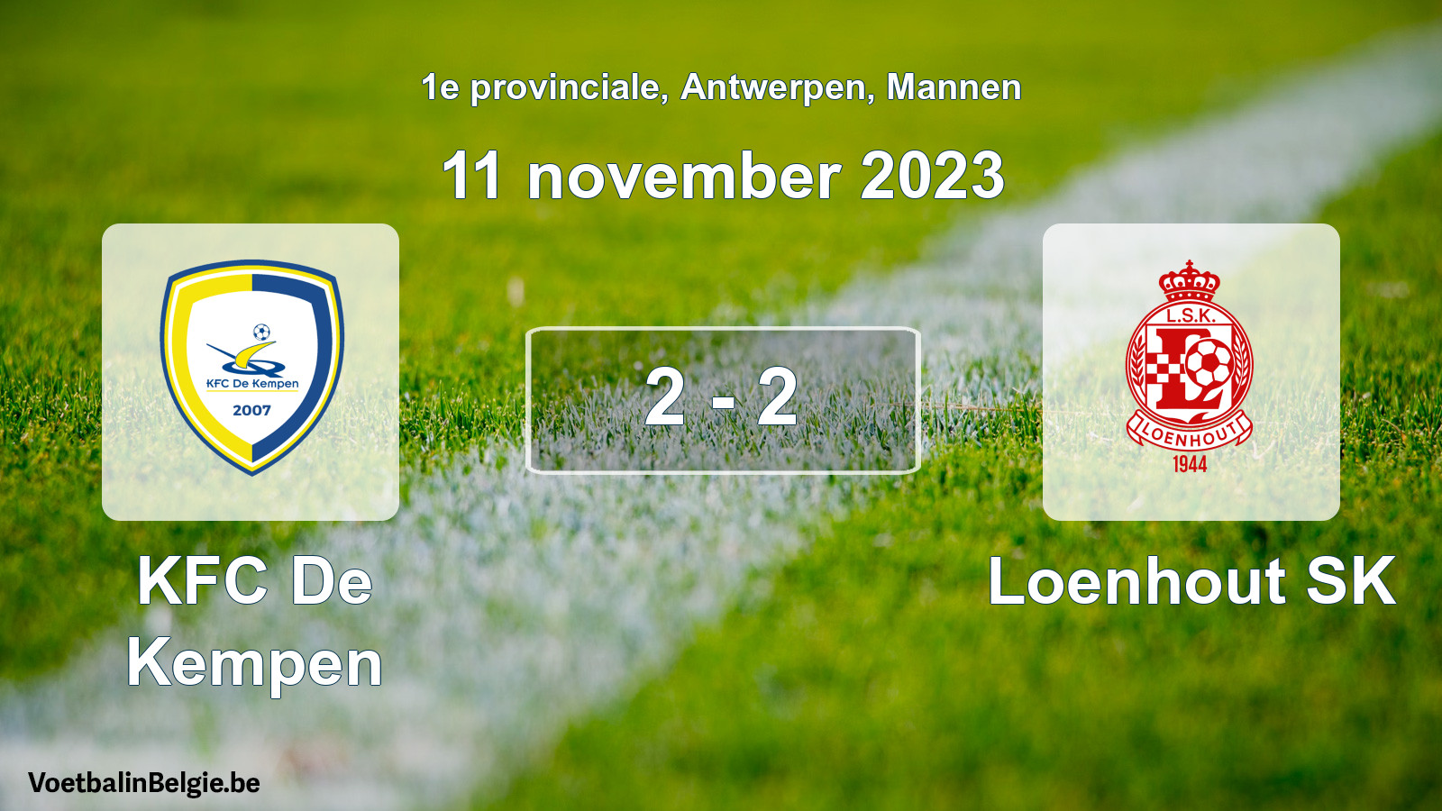 Gespeelde wedstrijd mannenvoetbal: KFC De Kempen - Loenhout SK 2 - 2 (11 november 2023)