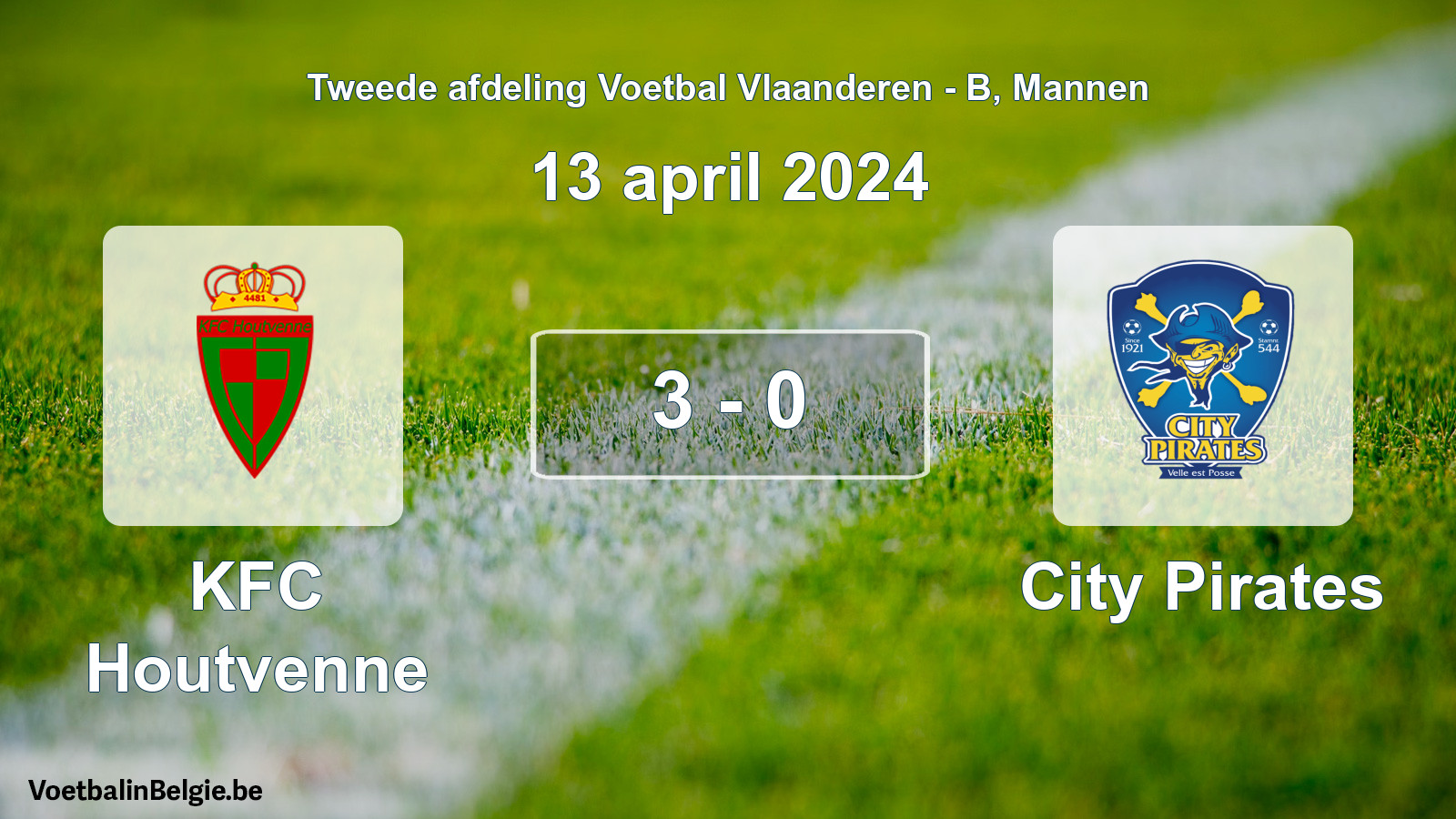 Gespeelde wedstrijd mannenvoetbal: KFC Houtvenne - City Pirates 3 - 0 (13 april 2024)