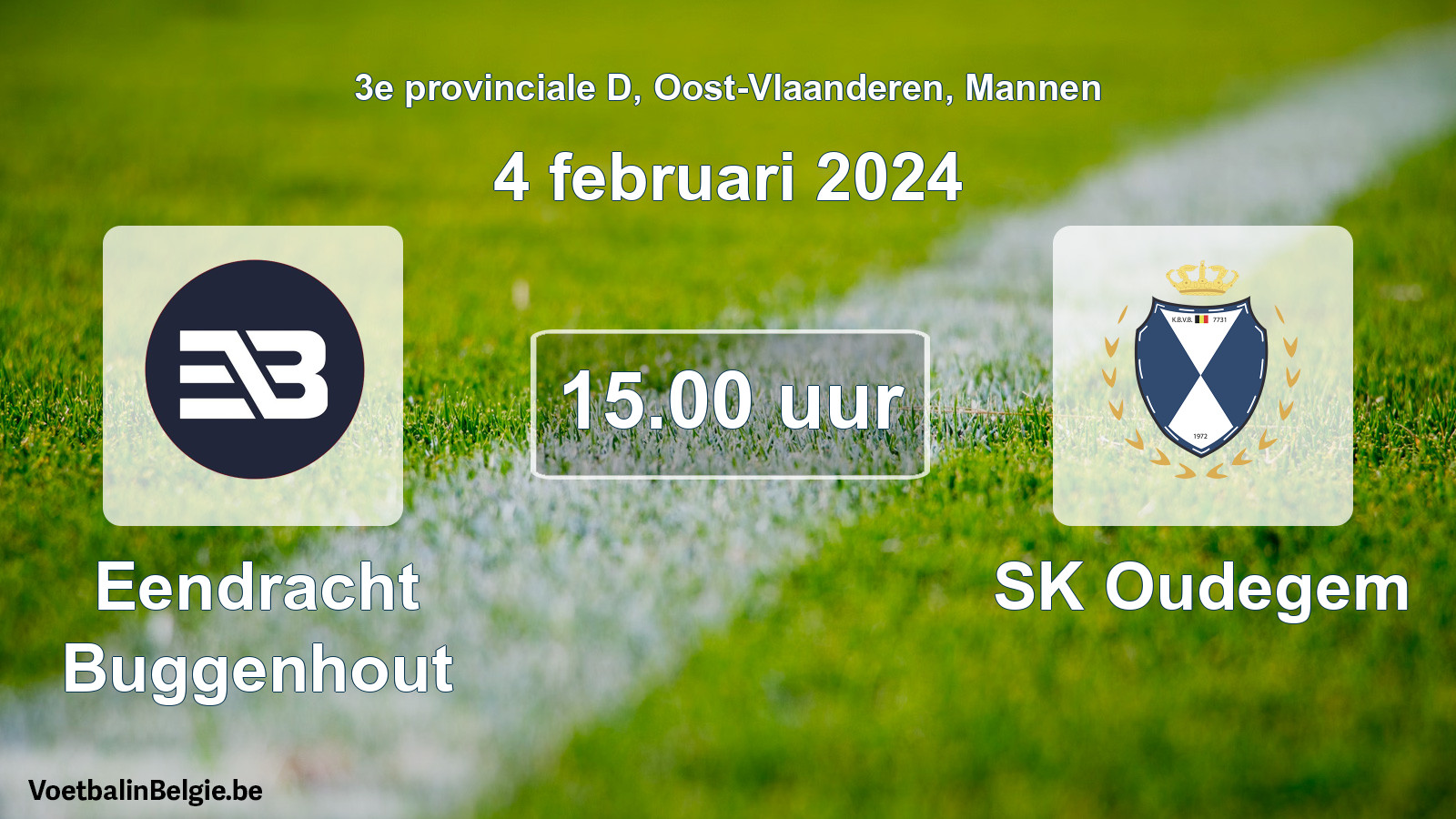 Geplande wedstrijd mannenvoetbal: Eendracht Buggenhout - SK Oudegem (4 februari 2024)