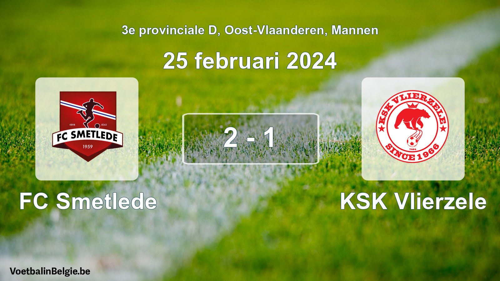 Gespeelde wedstrijd mannenvoetbal: FC Smetlede - KSK Vlierzele 2 - 1 (25 februari 2024)